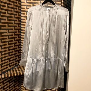 Silk gray Banana Republic long shirt or short mid thigh dress.